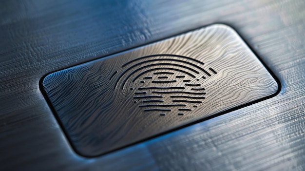 A fingerprint sensor embedded in a brushed metal surface