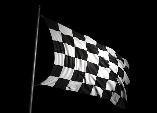 Finishing checkered flag on black background