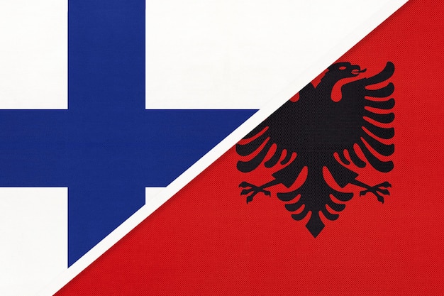 Finland and Albania symbol of country Finnish vs Albanian national flags