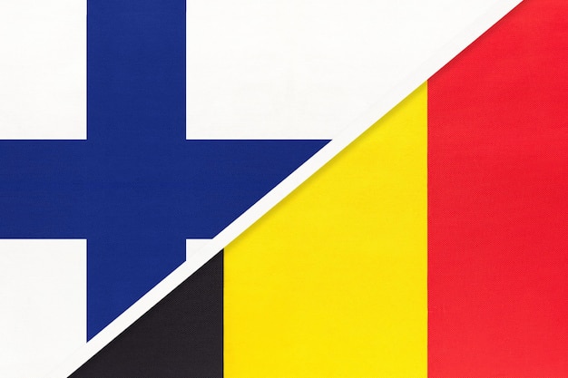 Finland and Belgium symbol of country Finnish vs Belgian national flags