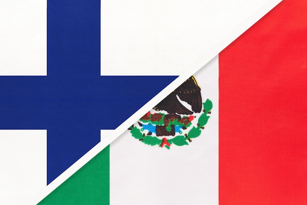 Finland and Mexico symbol of country Finnish vs Mexican national flags