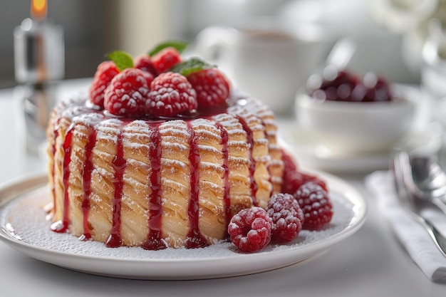 Finland Runeberg Torte A cylindrical pastry with almond flavor topped with raspberry jam and a ring