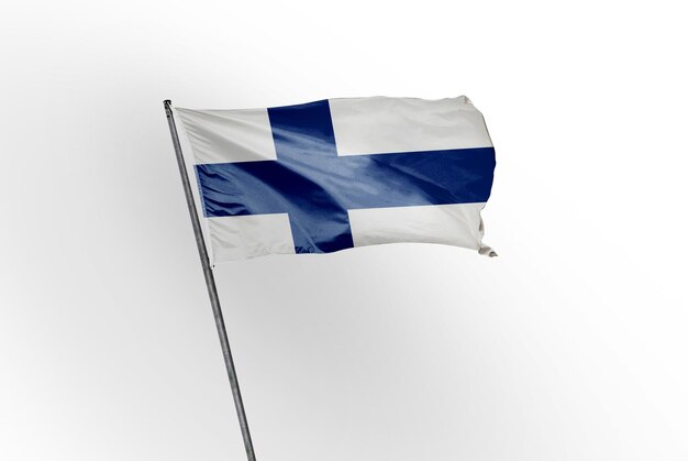 Photo finland waving flag on a white background image