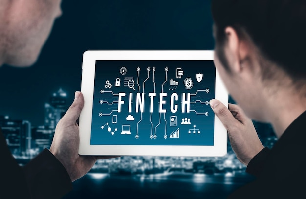 Photo fintech financial technology software for modish business