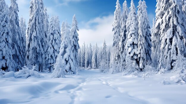 Fir forest covered with snow