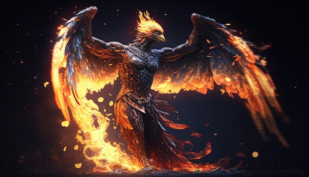 A fire bird with wings that say'fire '