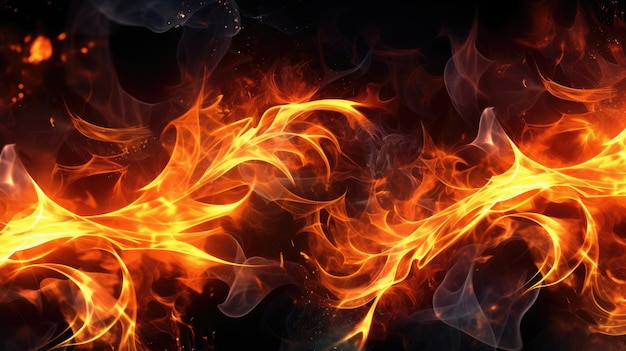 Fire on a black background