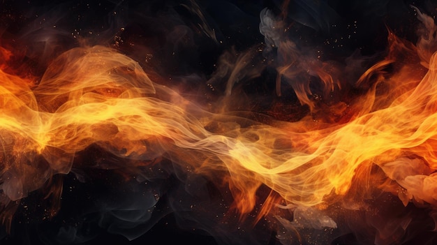 Fire on a black background