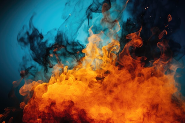 A fire in a blue and orange background generative ai