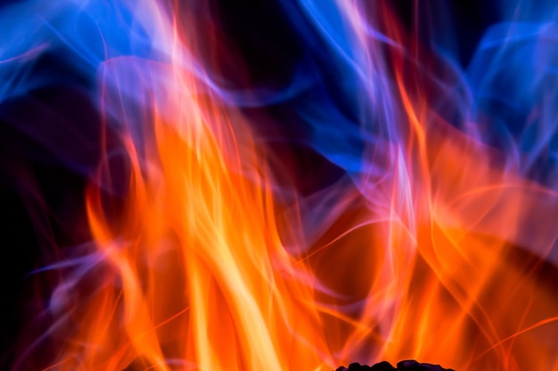 the fire burned red and blue