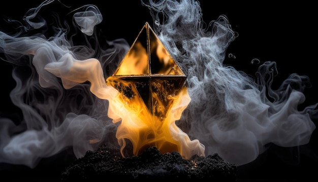 A fire burning with a black diamond in the middle.