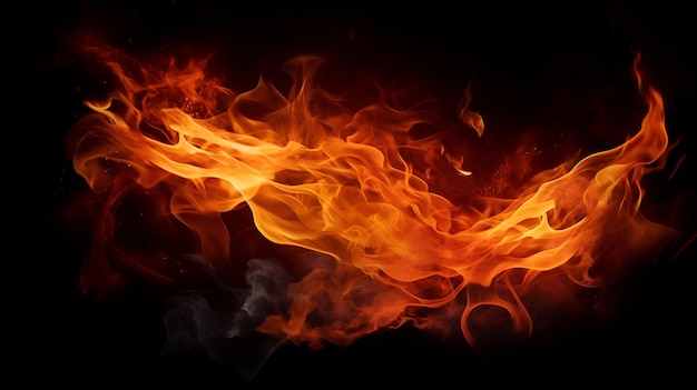 Fire creates infinity shapes when it burns The orange from the flame and the black backgroud