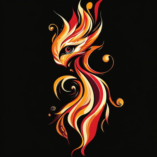 Photo a fire design with a bird on it