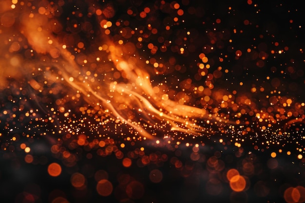 Photo fire embers particles over black background fire sparks background abstract dark glitter fire particles lights