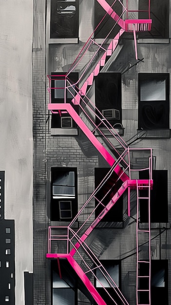 Photo fire escape staircase on the side of a building