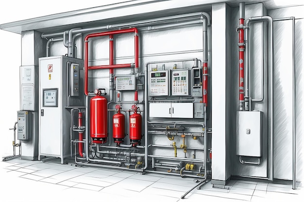 fire extinguishing system service concept industrial fire control system fire Alarm controller fire notifier