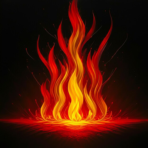 Fire flame hot heat red danger fake illustration photo art