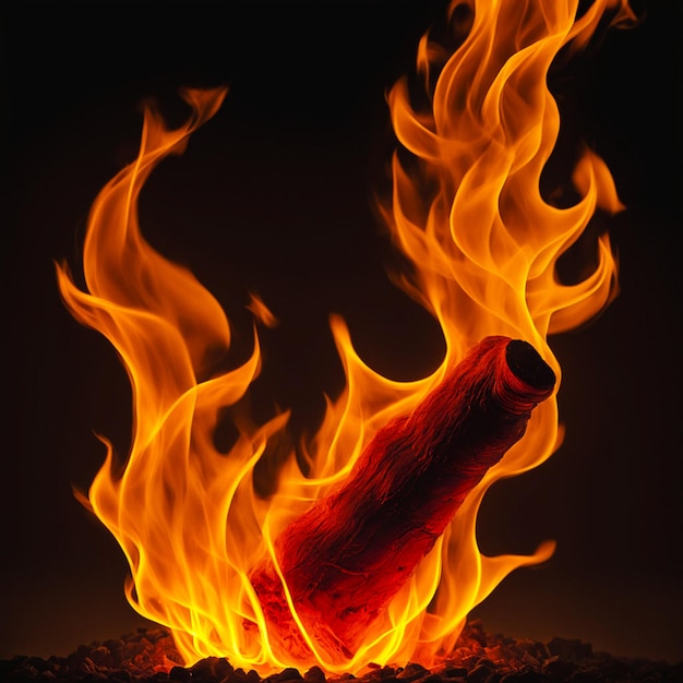 Fire flame hot heat red danger fake illustration photo art