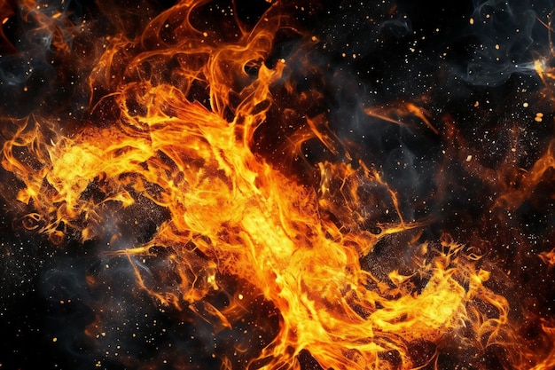 Fire flames on a black background Design element Abstract texture