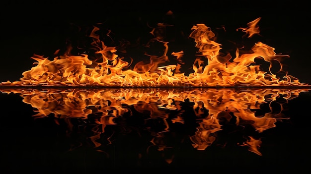 Photo fire flames on black background plain background fire flames copy space