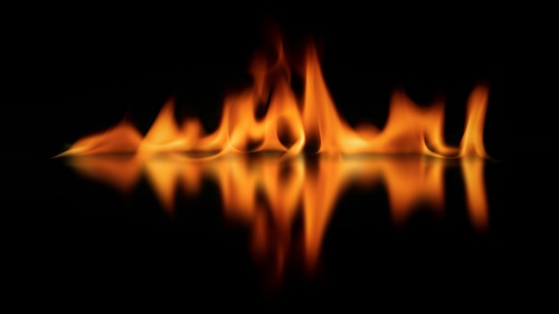 Fire flames on black background