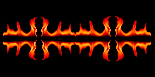 Fire flames on black background