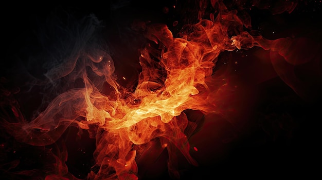 Fire and flames on a black background