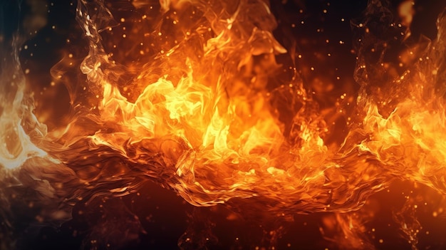 Fire flames on a black background