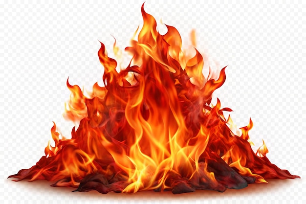 fire and flames isolated on white or transparent