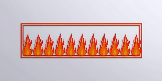 fire flames with red frame