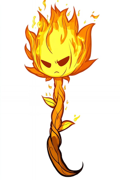 Fire Flower Cartoon Character