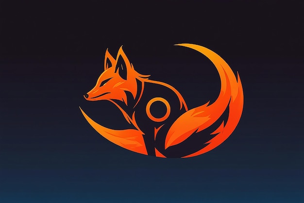 Photo fire fox with letter o line art logo design vector