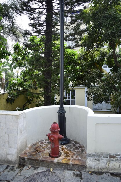 Fire hydrant on the street in historic Las Penas neighborhood in Guayaquil