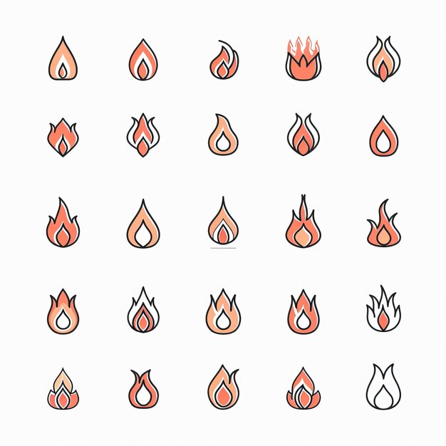 Photo fire icon flame bonfire sign campfire symbol burn graphic element fire emblem grill pictogram