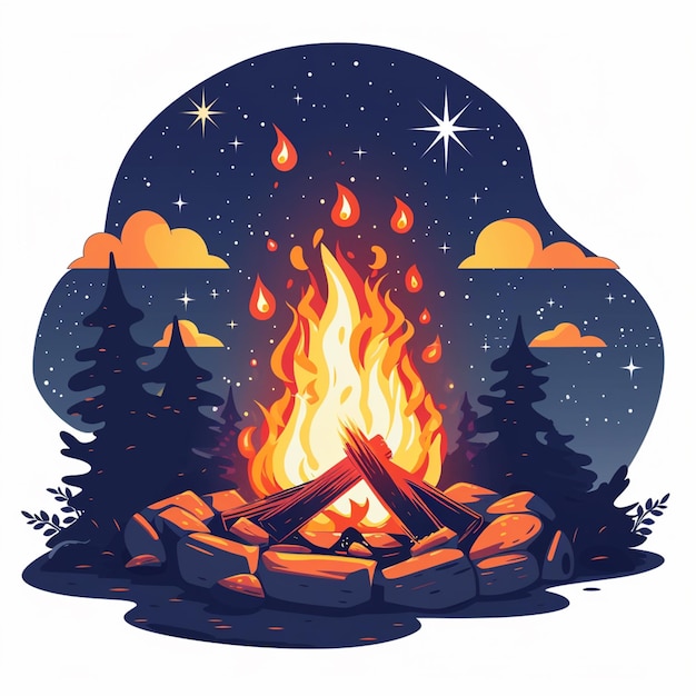 Photo a fire illustration icon