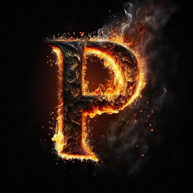 Fire letters P that add a touch of artistic charm generative ai