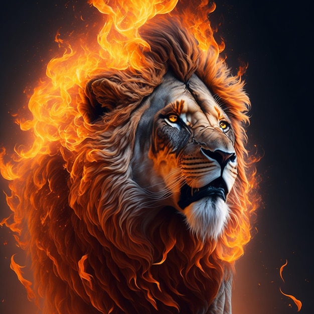 Fire in Lion king lion image