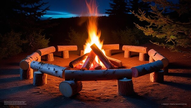 a fire pit with a picture of a fire place in the middle