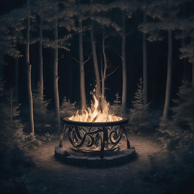 A fire pit in the woods