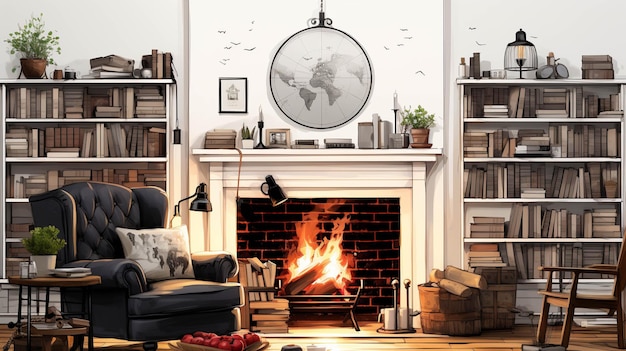 fire place set HD wallpaper photographic image