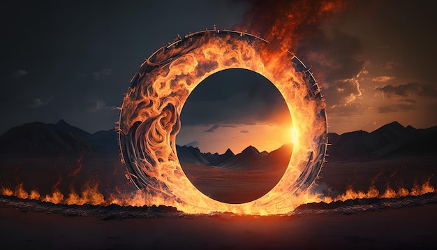 A fire ring in desert