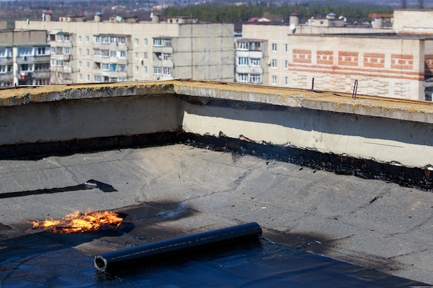 Fire on roofing material