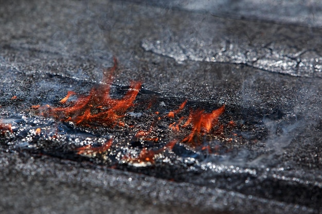 Fire on roofing material