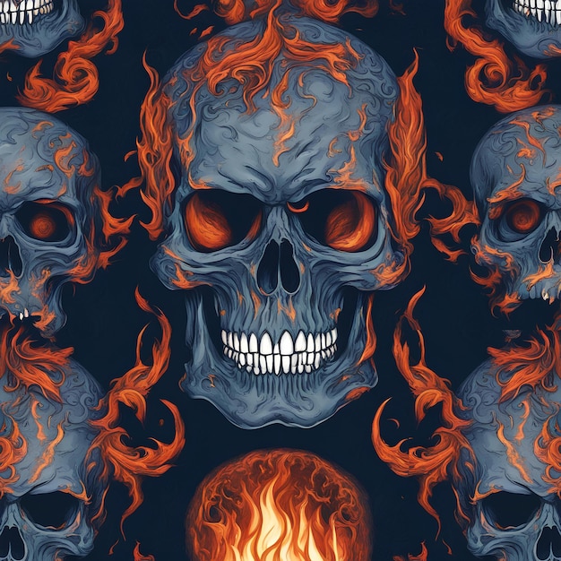 Fire Skull Blue Wallpaper