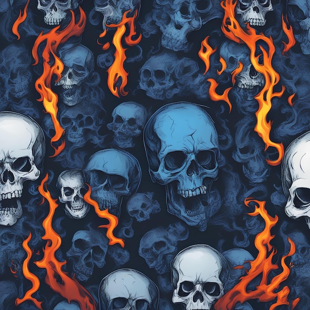 Fire Skull Blue Wallpaper