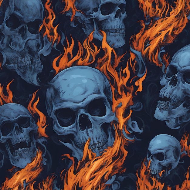 Fire Skull Blue Wallpaper