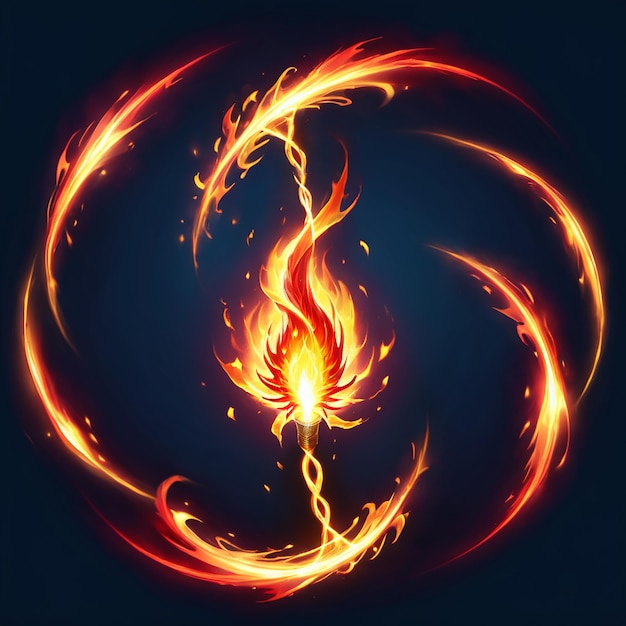 a fire symbol with flames and a fire symbol in the middle