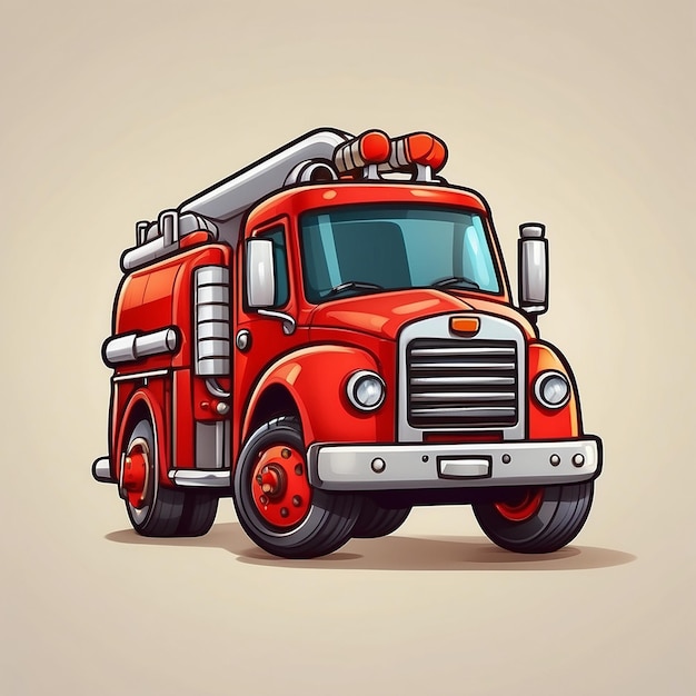 Photo fire truck cartoon icon bright and fun illustration