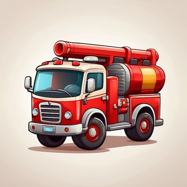 Photo fire truck cartoon icon bright and fun illustration