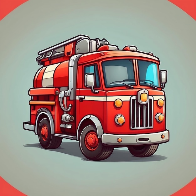 Photo fire truck cartoon icon bright and fun illustration